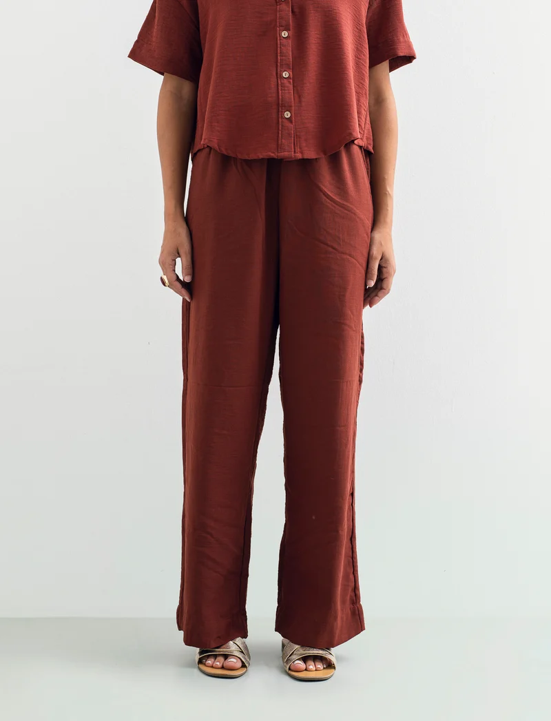 PANTALONE CON COULISSE - Marrone bruciato
