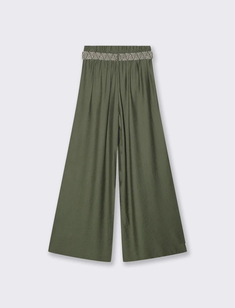 Pantalone a palazzo con cintura - Verde militare