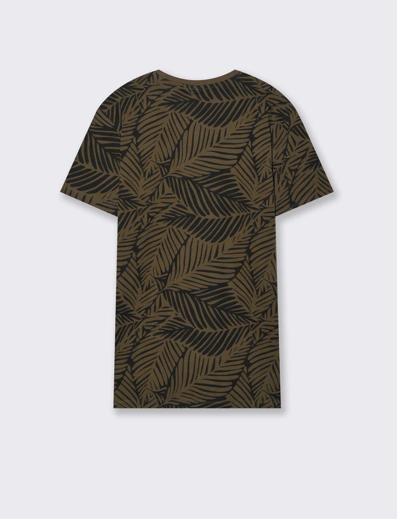 T-shirt in cotone con stampa all over da uomo - Verde kaki