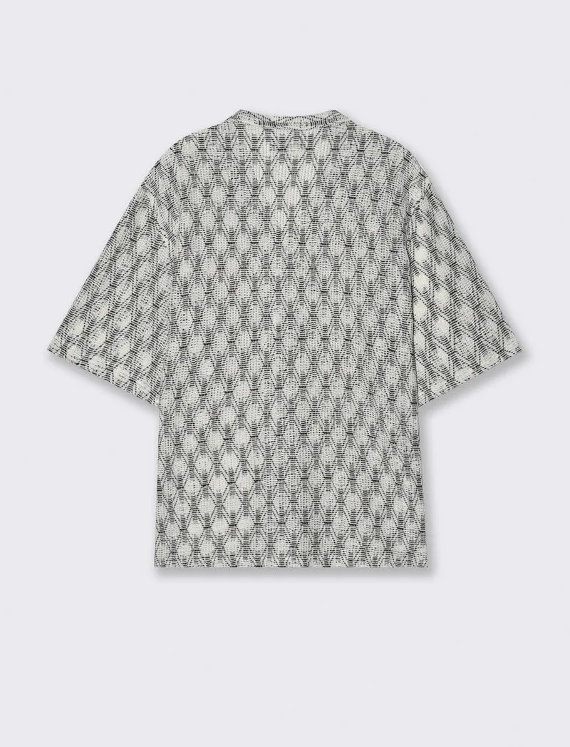 Camicia crochet fantasia astratta da uomo - Nero