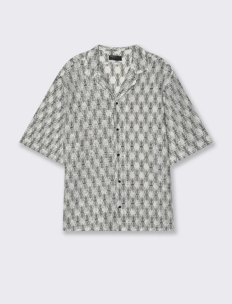 Camicia crochet fantasia astratta da uomo - Nero