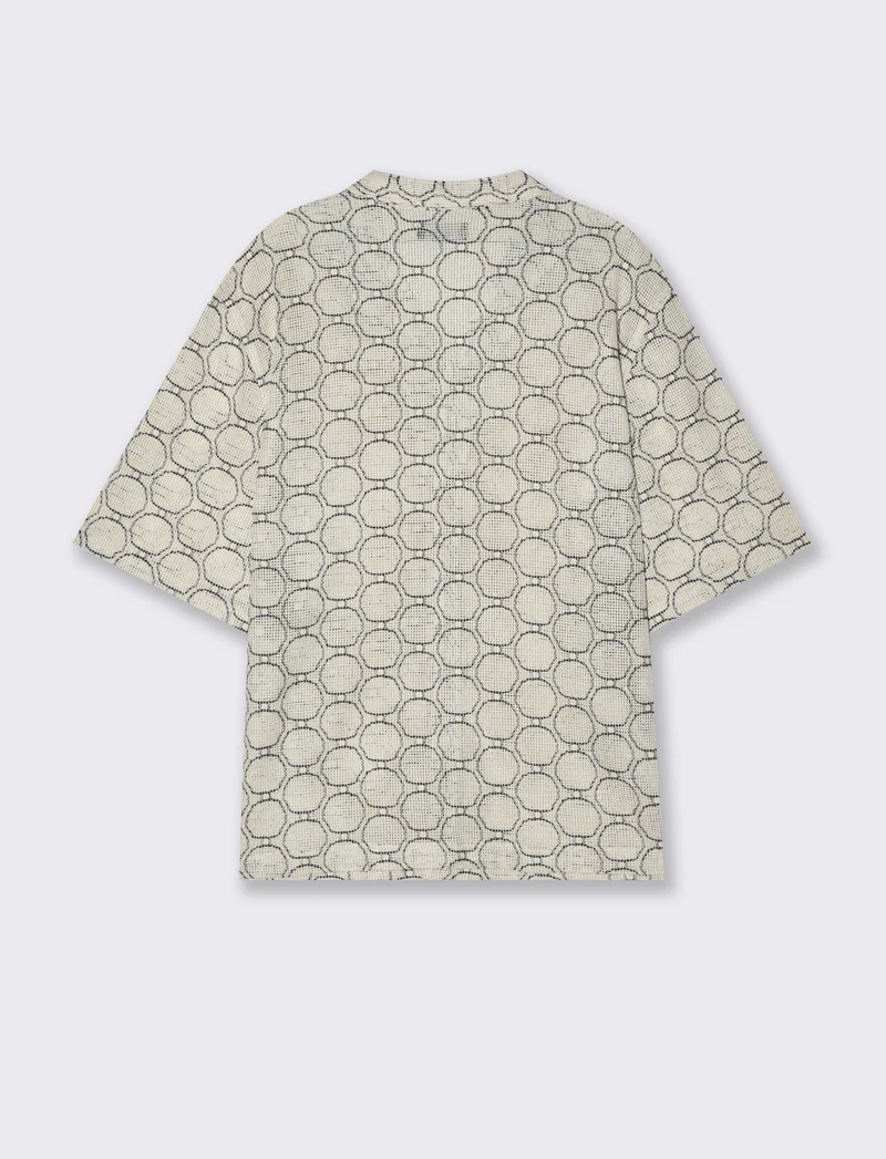 Camicia crochet fantasia astratta da uomo - Bianco