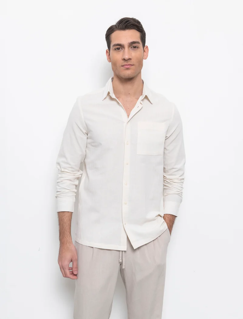 Camicia in cotone comfort da uomo - Beige ecru