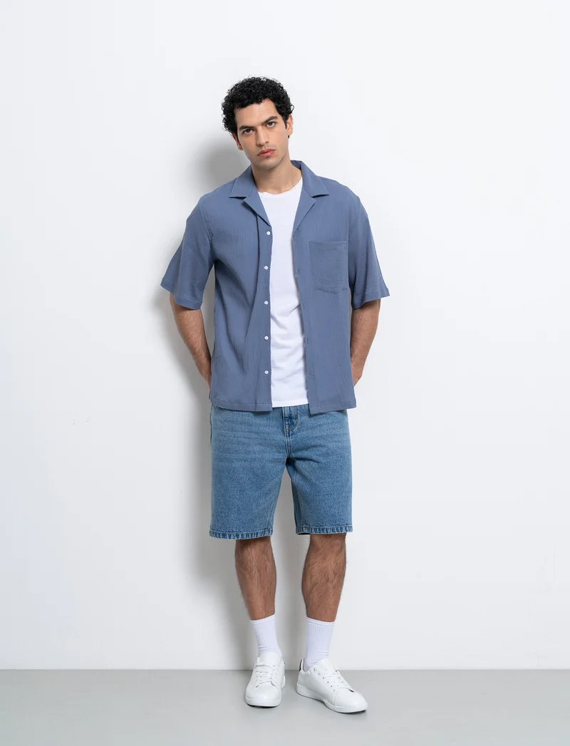 Camicia in cotone strutturato da uomo - CARTA DA ZUCCHERO