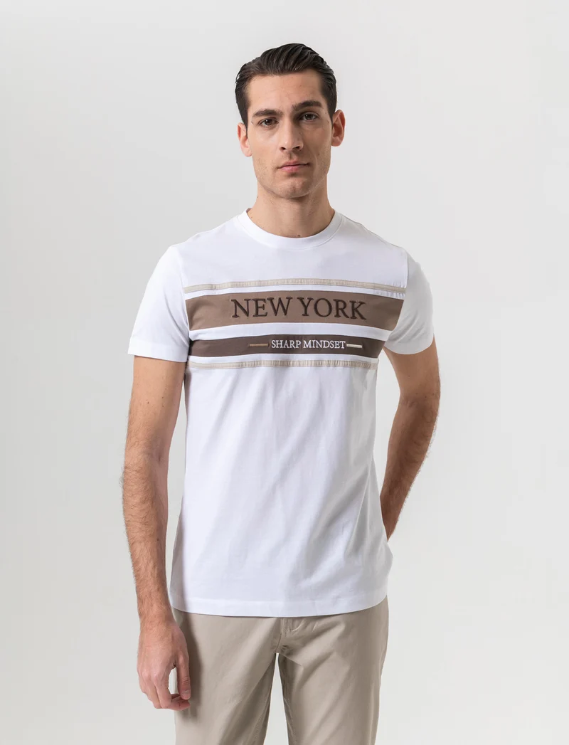 T-shirt con ricamo da uomo - Bianco