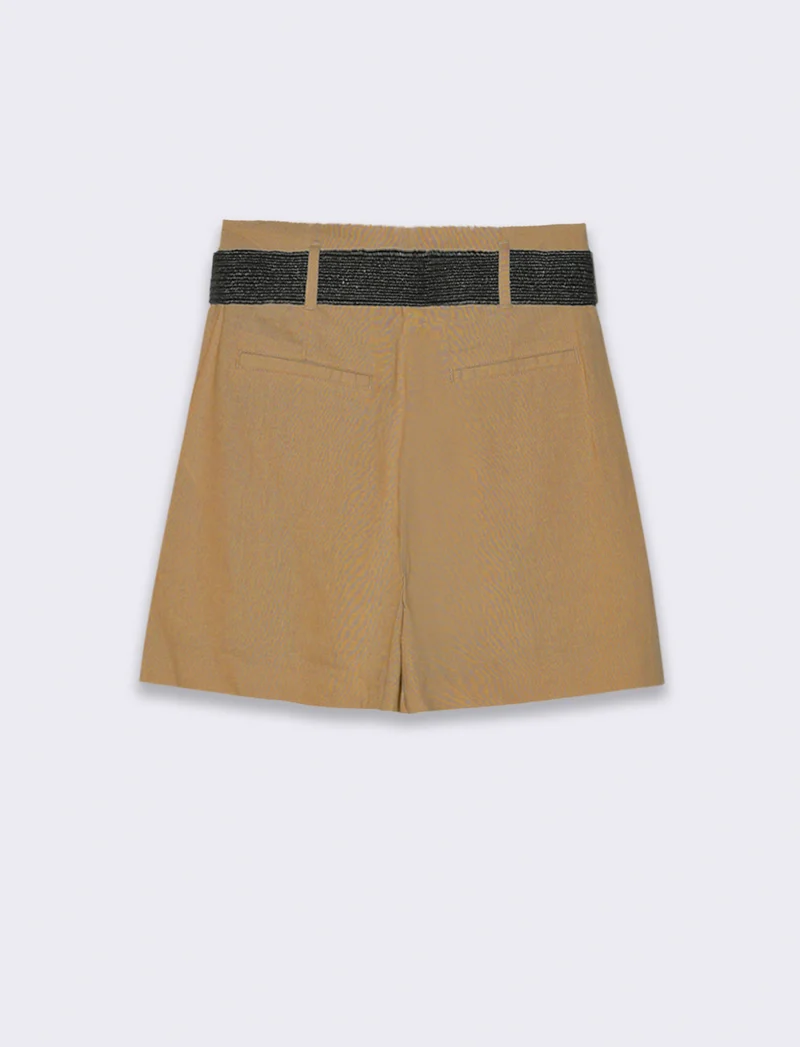 Short con cintura da donna - Caramello