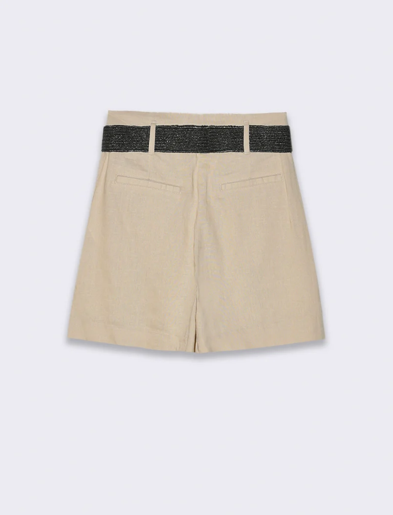 Short con cintura da donna - Beige corda