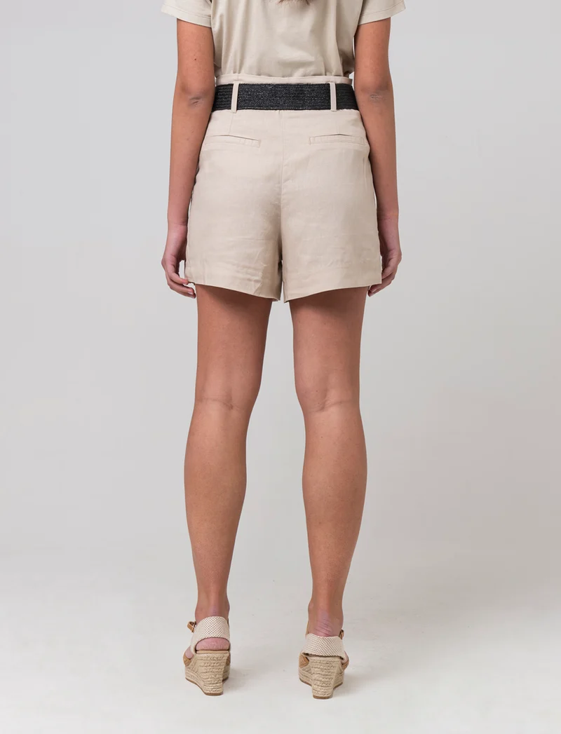 Short con cintura da donna - Beige corda