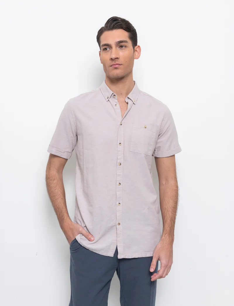 Camicia basic oxford regular fit da uomo - Beige