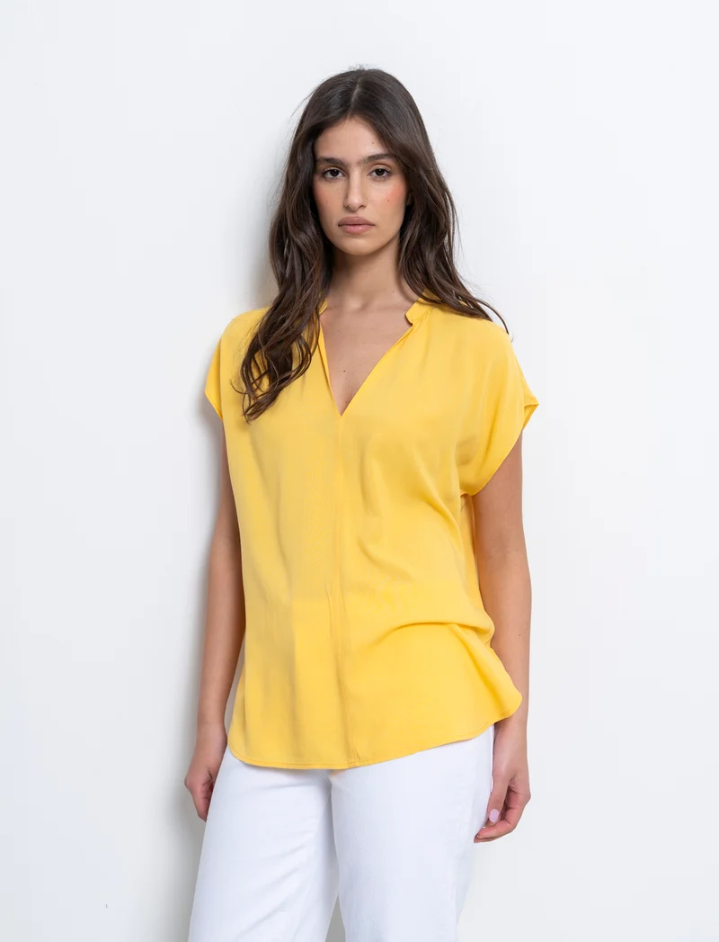 Casacca con scollo a v da donna - Giallo