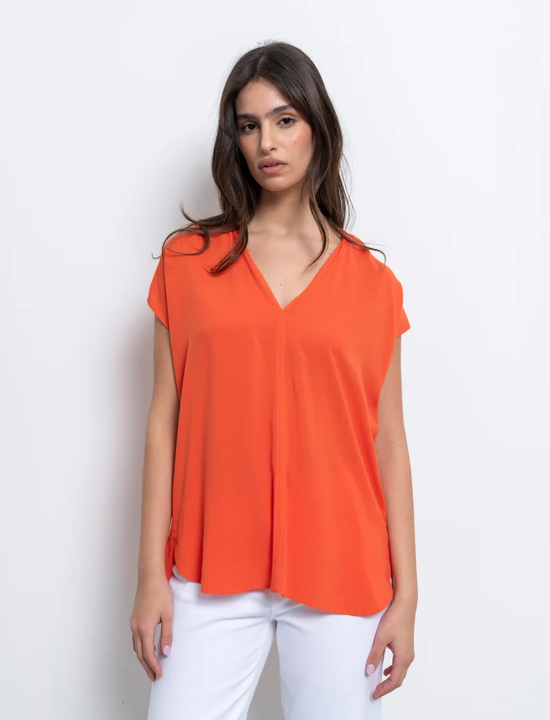 Casacca con scollo a v da donna - Arancio