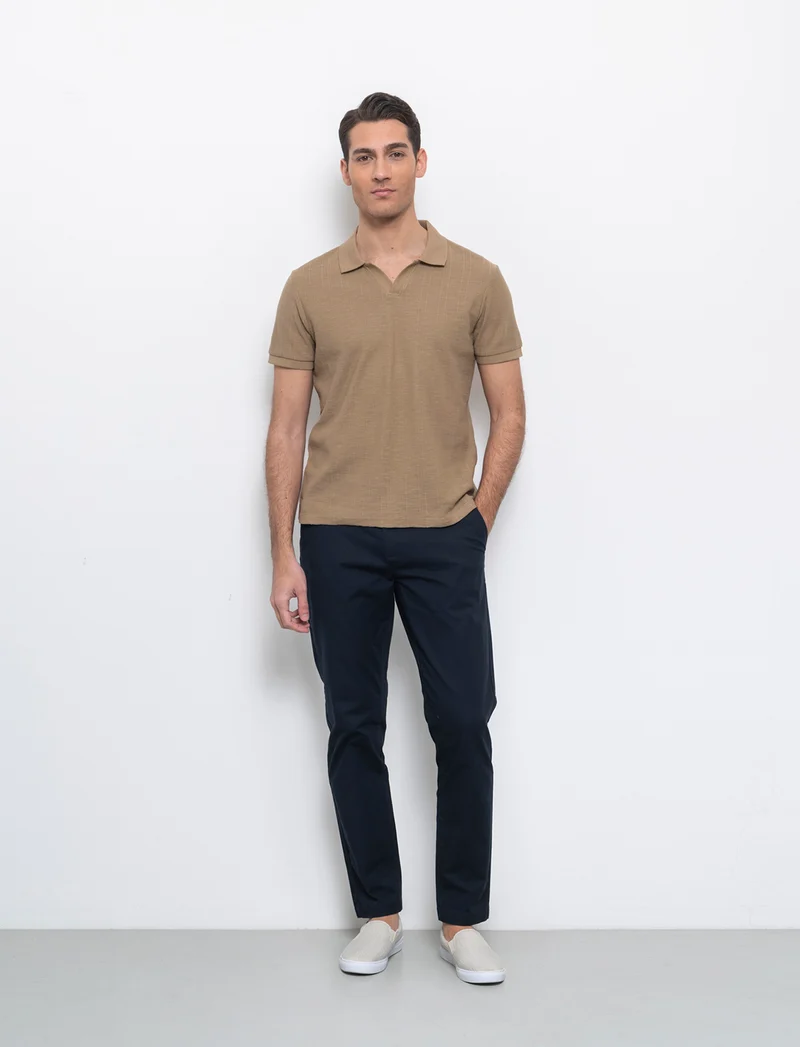 Polo in maglia jacquard da uomo - Grigio tortora