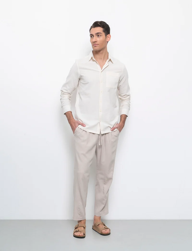 Pantaloni jogger misto lino da uomo - Sabbia
