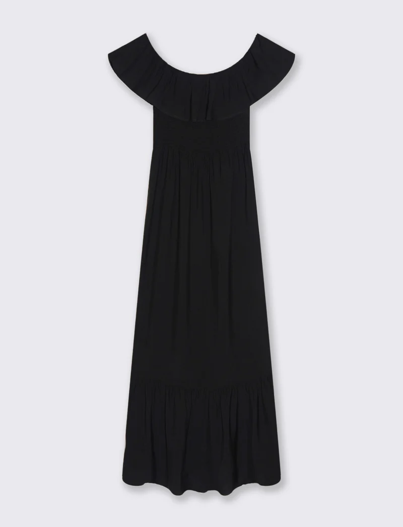 Vestito lungo off shoulder da donna - Nero