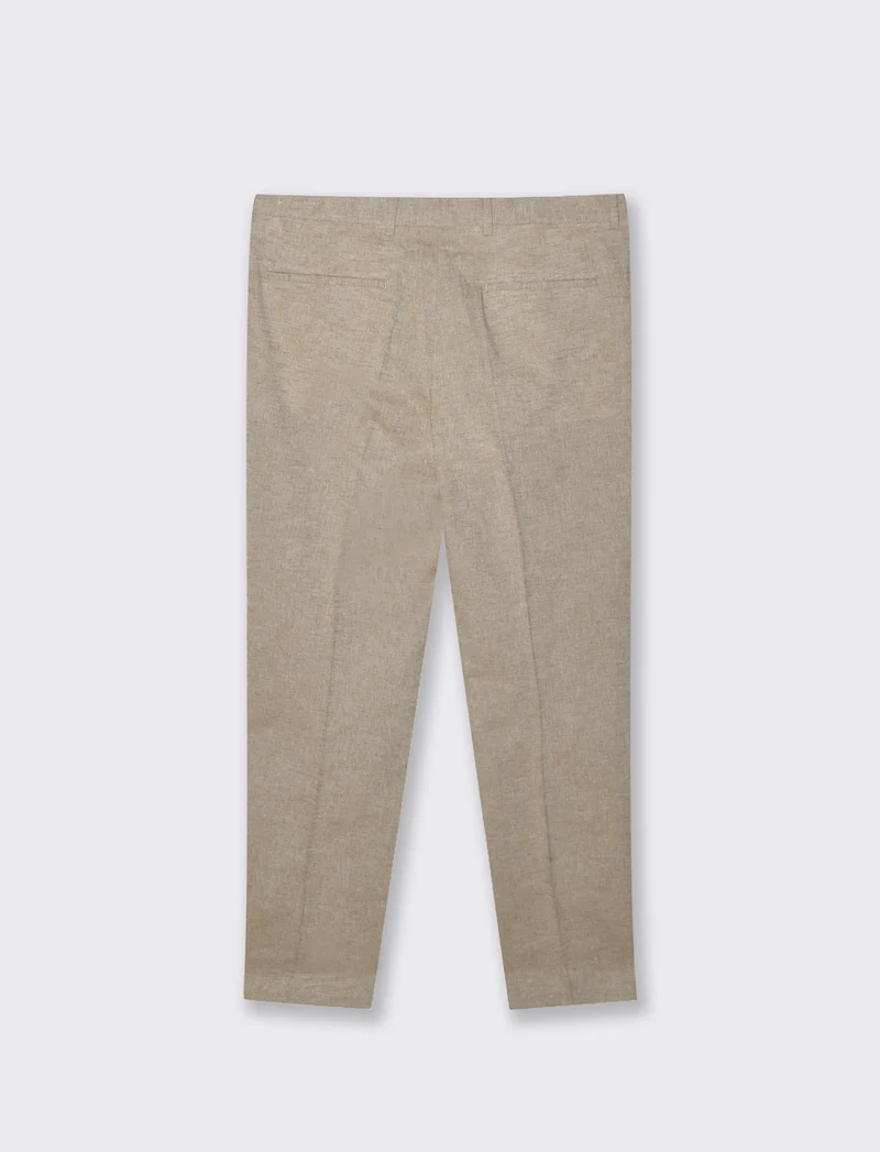 Pantaloni da completo tessuto misto lino da uomo - Grigio tortora