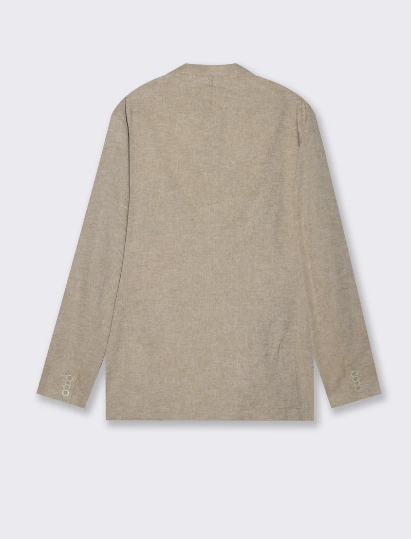 Blazer da completo tessuto misto lino da uomo - Grigio tortora
