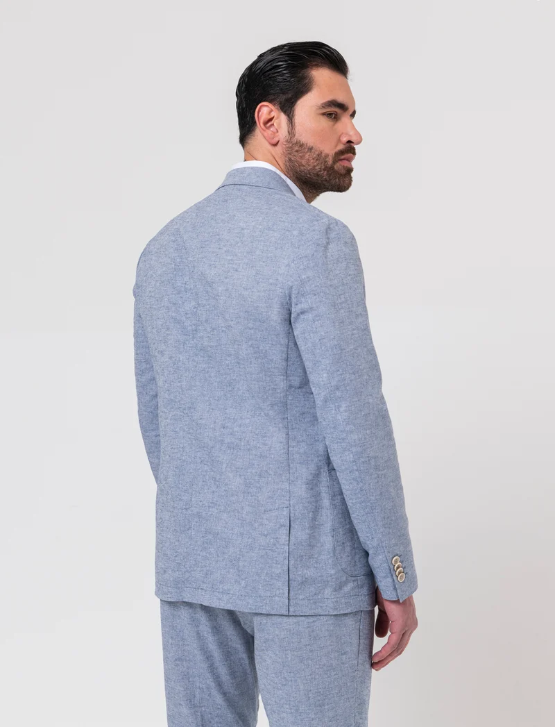 Blazer da completo tessuto misto lino da uomo - Blu