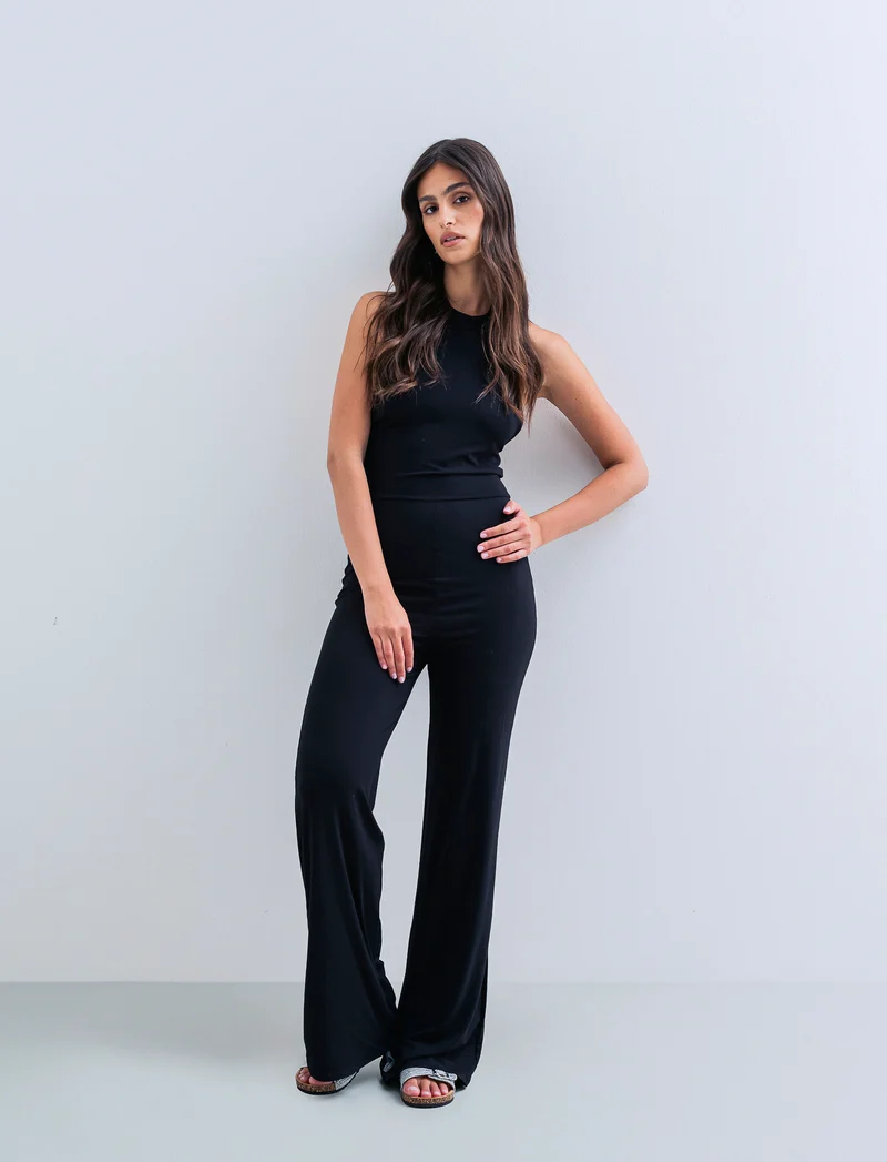Jump suit con scollo halterneck - Nero