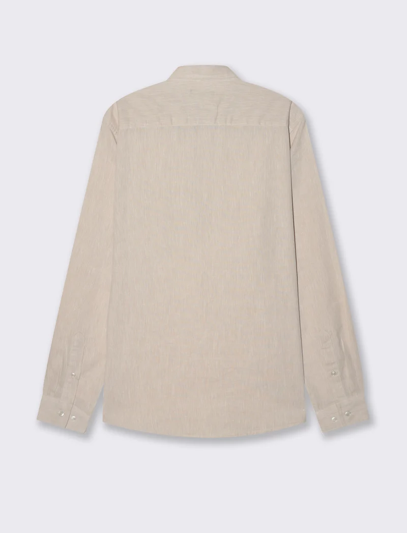 Camicia a casacca misto lino da uomo - Beige