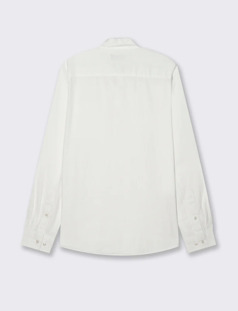 Camicia a casacca misto lino da uomo - Bianco