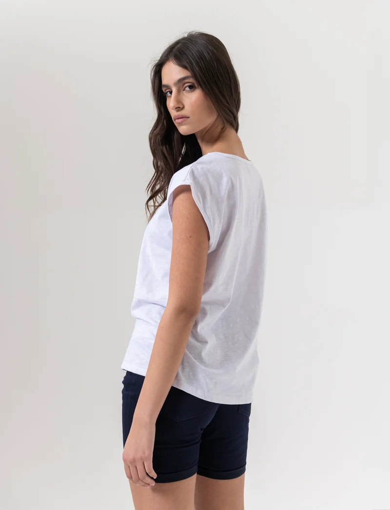 T-shirt con incrocio da donna - Bianco