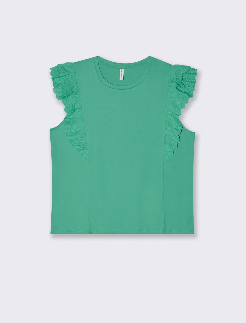 T-shirt con rouches da donna - Verde smeraldo