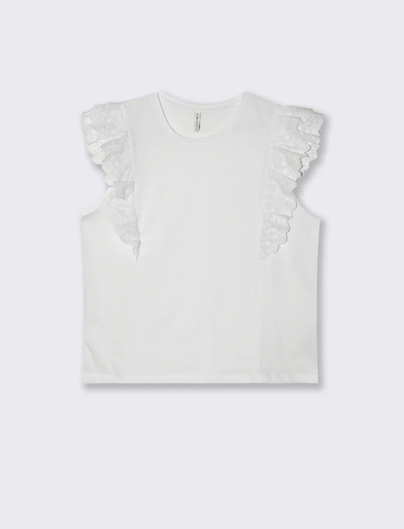 T-shirt con rouches da donna - Bianco
