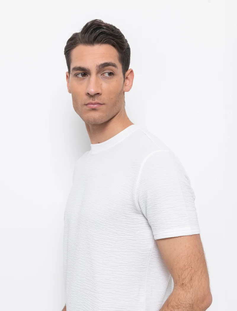 T-shirt effetto maglia jacquard da uomo - Bianco