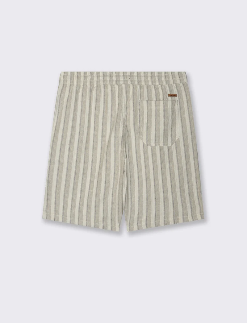 Bermuda a righe effetto lino da uomo - Beige