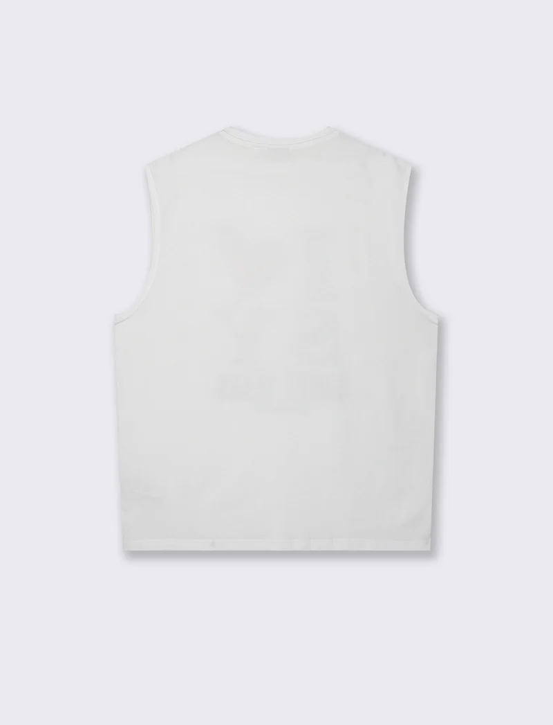 T-shirt senza maniche con stampa sweet years da uomo - Bianco