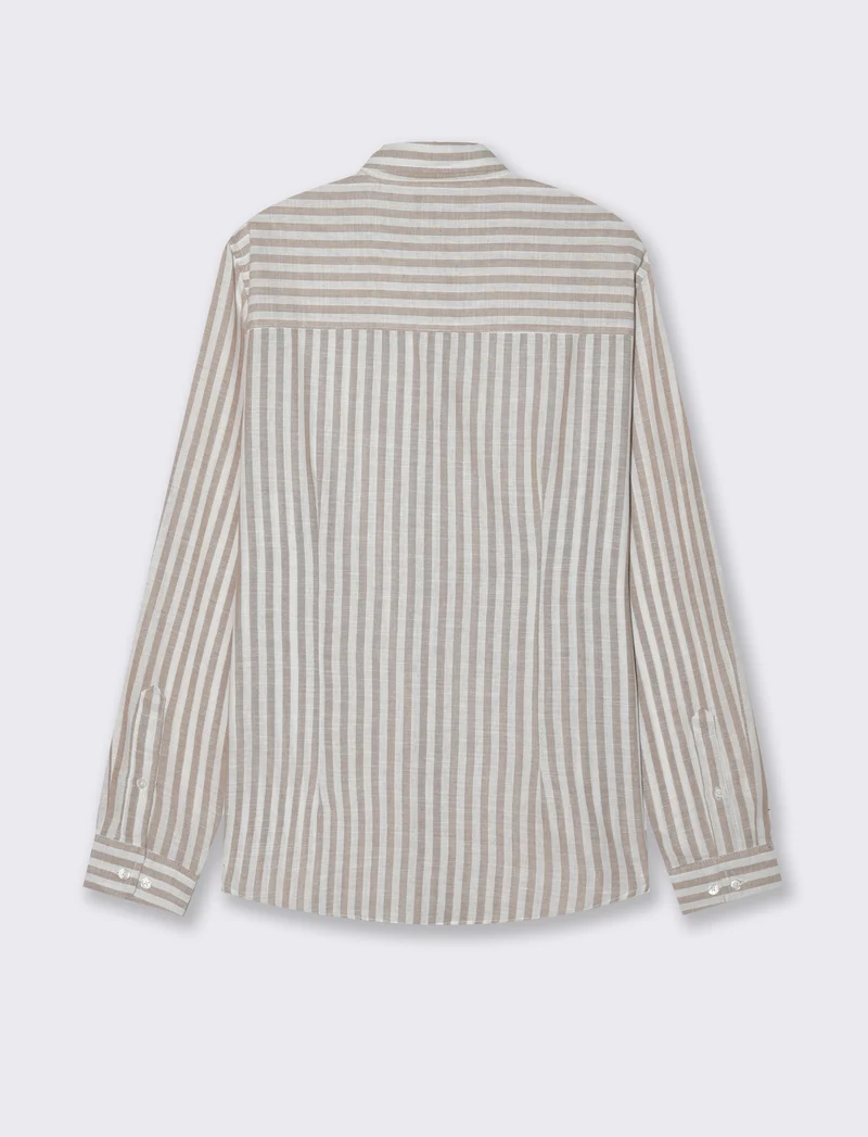 Camicia a righe da uomo - Grigio tortora