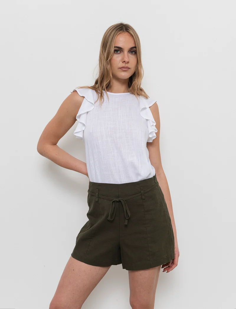 Top con rouches da donna - Bianco
