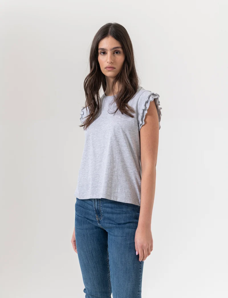 T-shirt con rouches da donna - Grigio melange