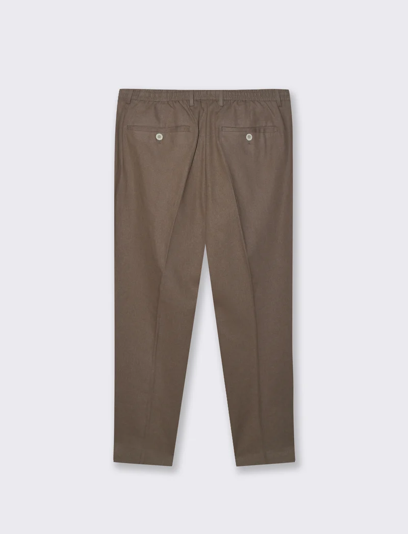 Pantaloni da completo tessuto linen blend da uomo - Grigio fango
