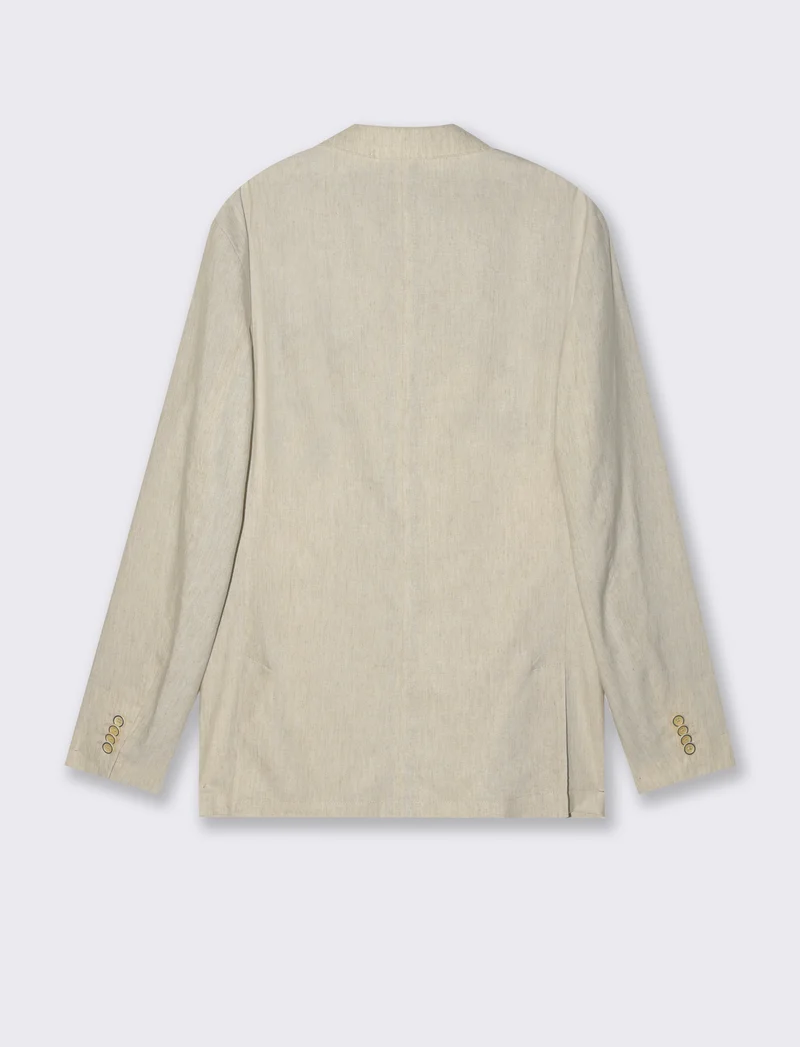 Blazer da completo misto lino da uomo - Beige ecru