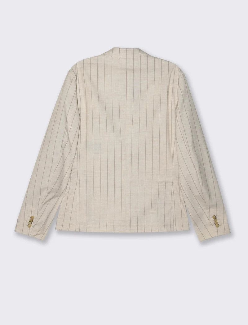Blazer gessato doppio petto da completo da uomo - Beige ecru