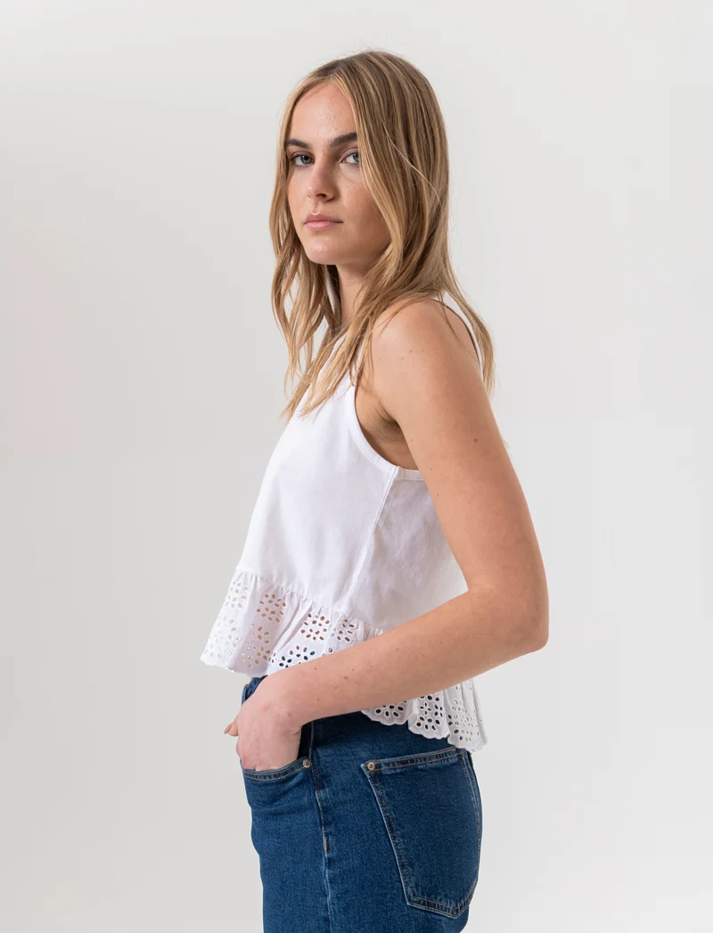 Top con volant da donna - Bianco