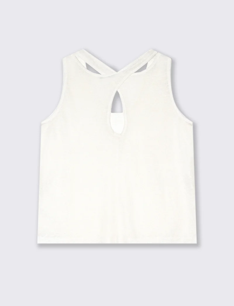 Top in tessuto effetto lino da donna - Avorio