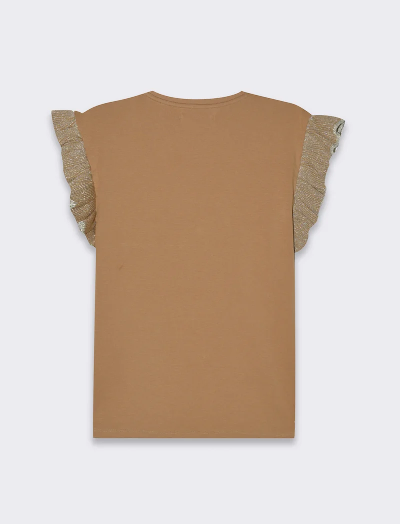 T-shirt con rouches da donna - Caramello