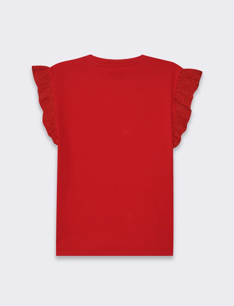 T-shirt con rouches da donna - Rosso scarlatto
