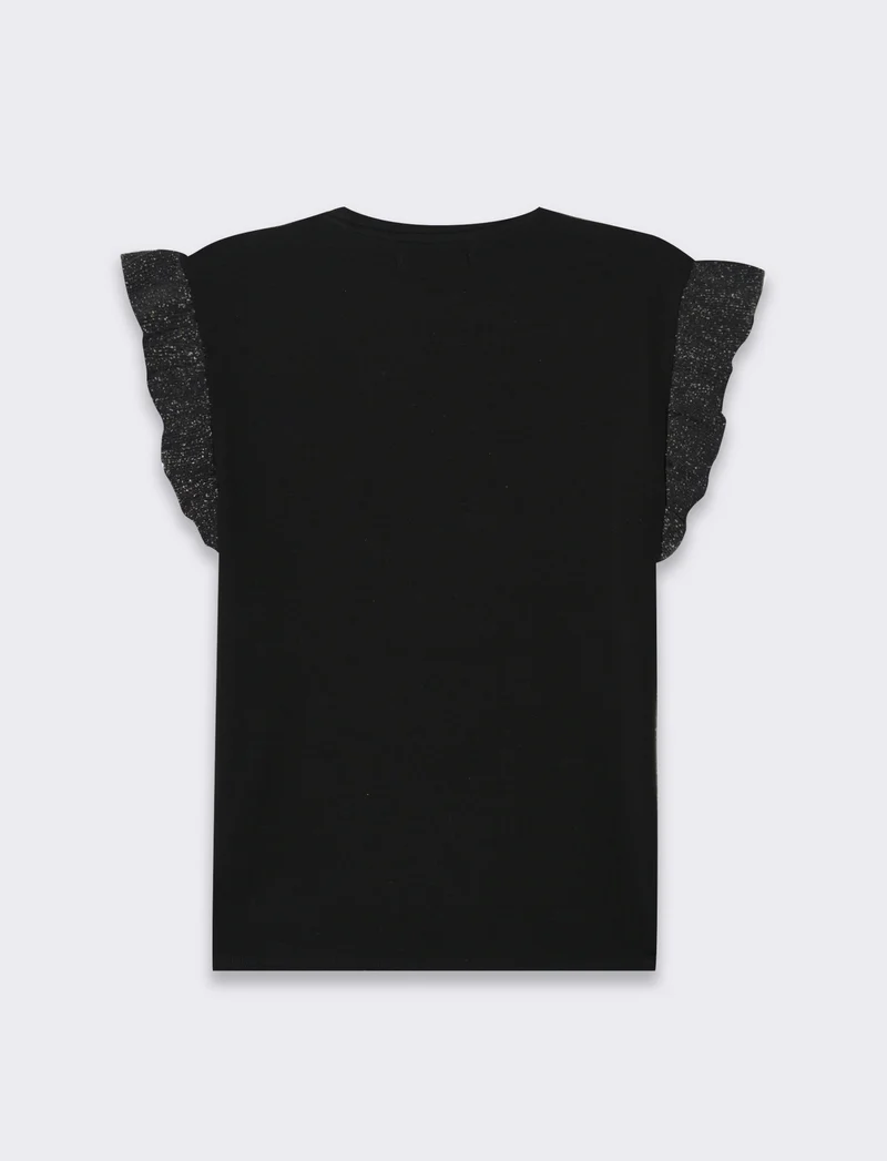 T-shirt con rouches da donna - Nero