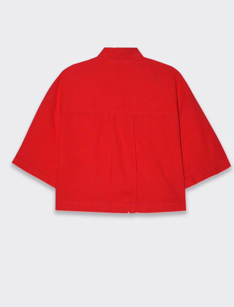 Camicia crop da donna - Rosso scarlatto