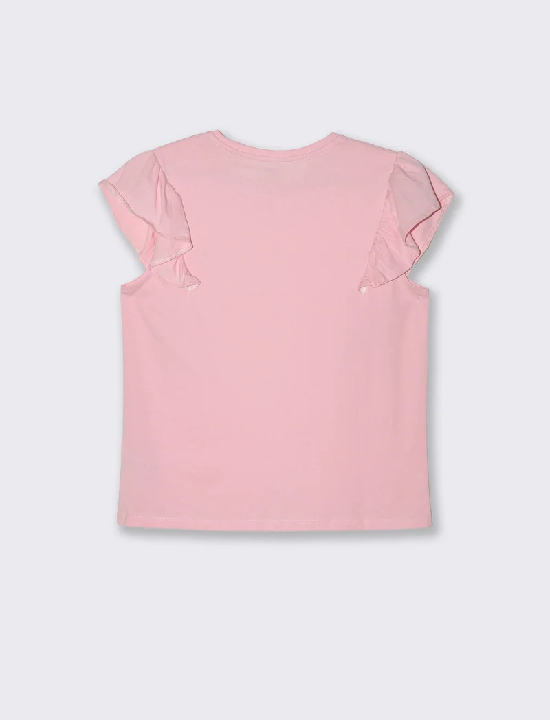 T-shirt con rouches da donna - Rosa plum