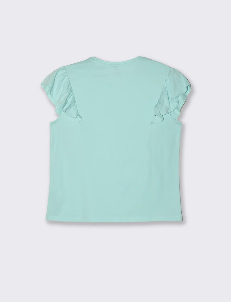 T-shirt con rouches da donna - Verde acqua