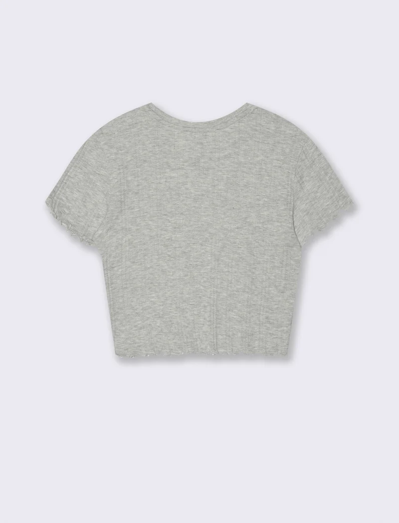 T-shirt crop da donna - Grigio chiaro mel.