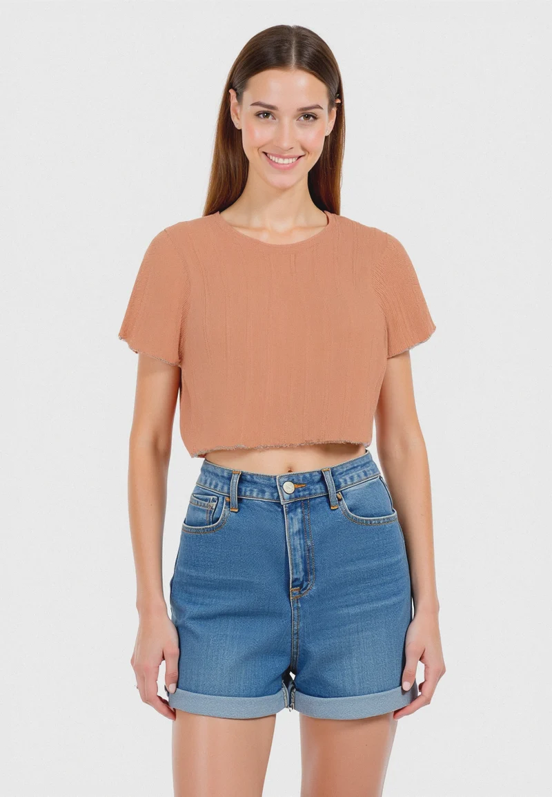T-shirt crop da donna - Melone
