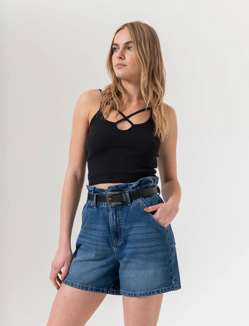 Short con cintura da donna - Denim