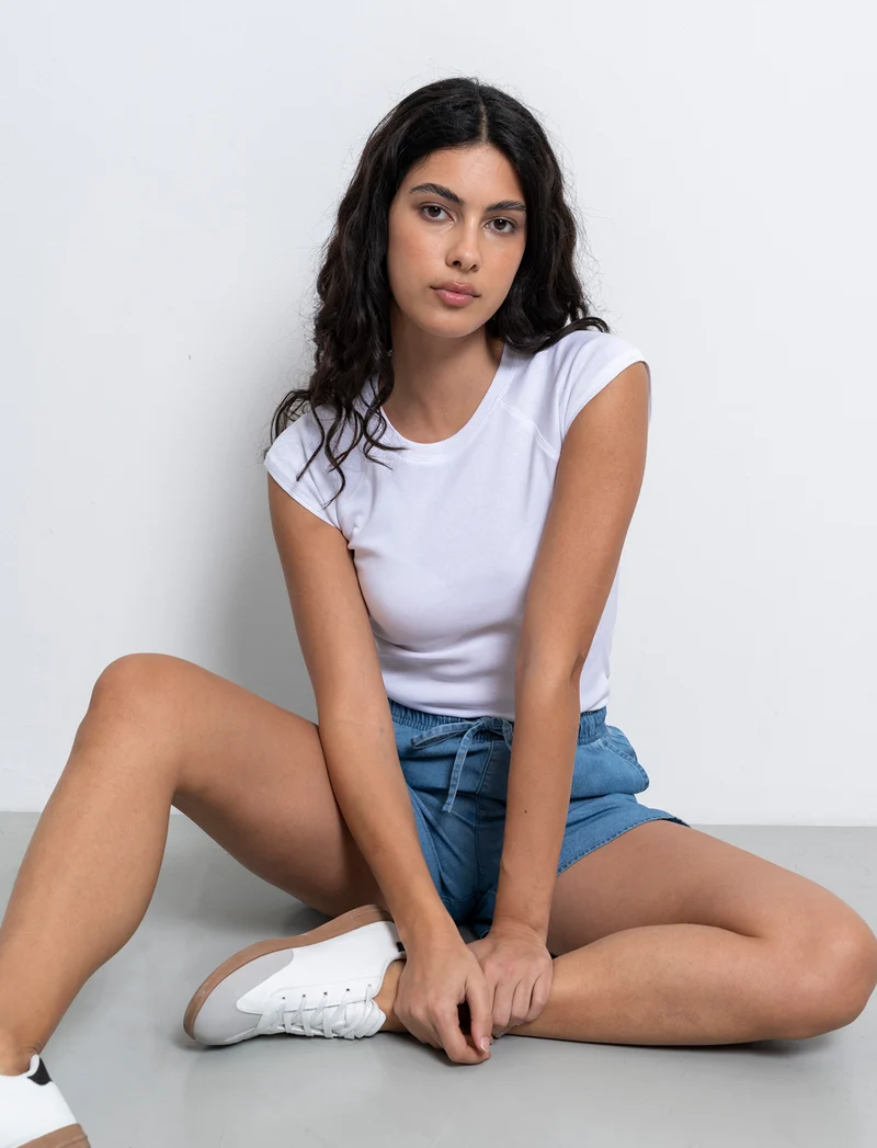 Short con coulisse da donna - Denim