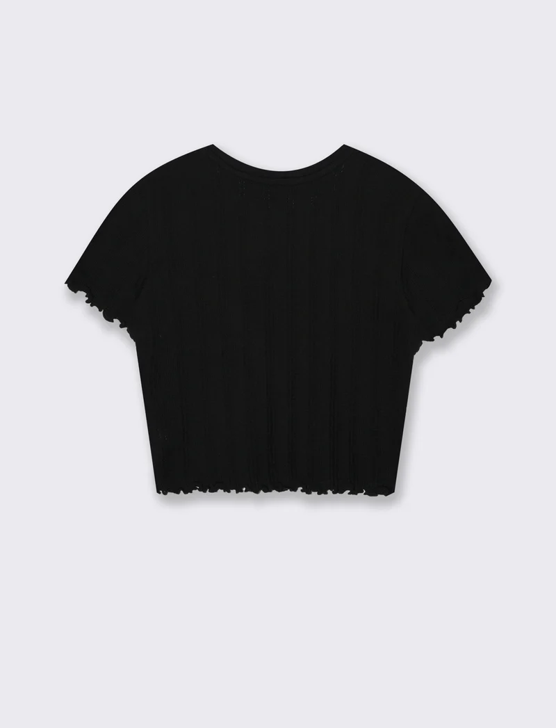 T-shirt crop da donna - Nero