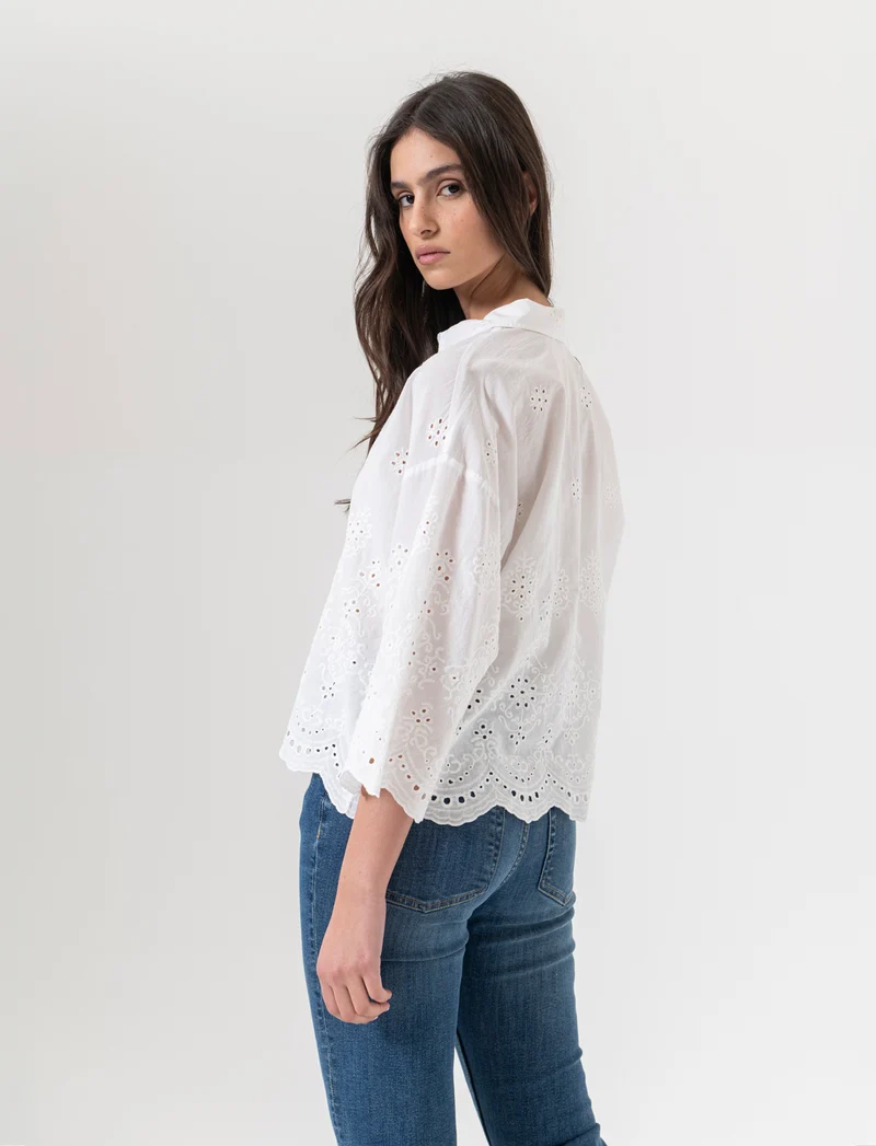 Camicia in pizzo da donna - Bianco